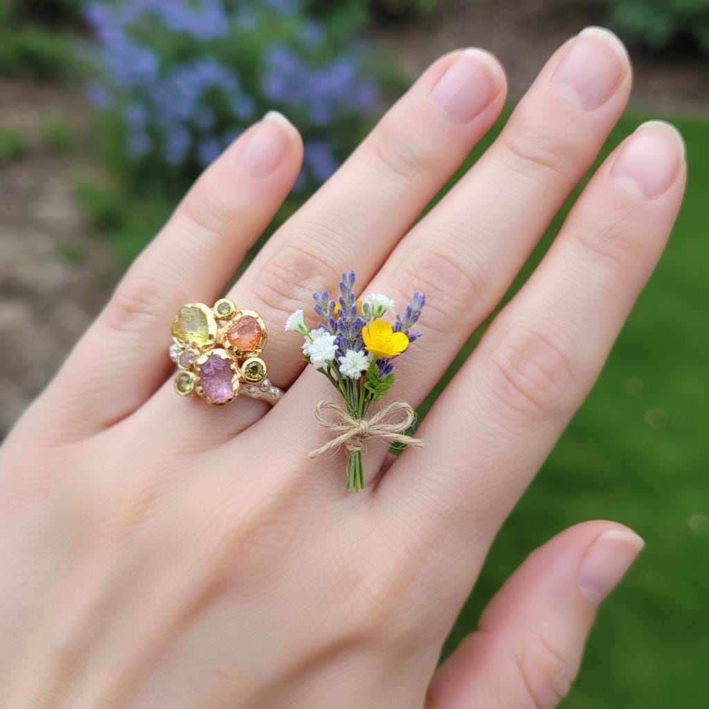 925 Sterling Silver Raw Peridot Ruby Sapphire Ring, alternate angle