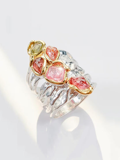 925 Sterling Silver Raw Pink Tourmaline Ring, main product image