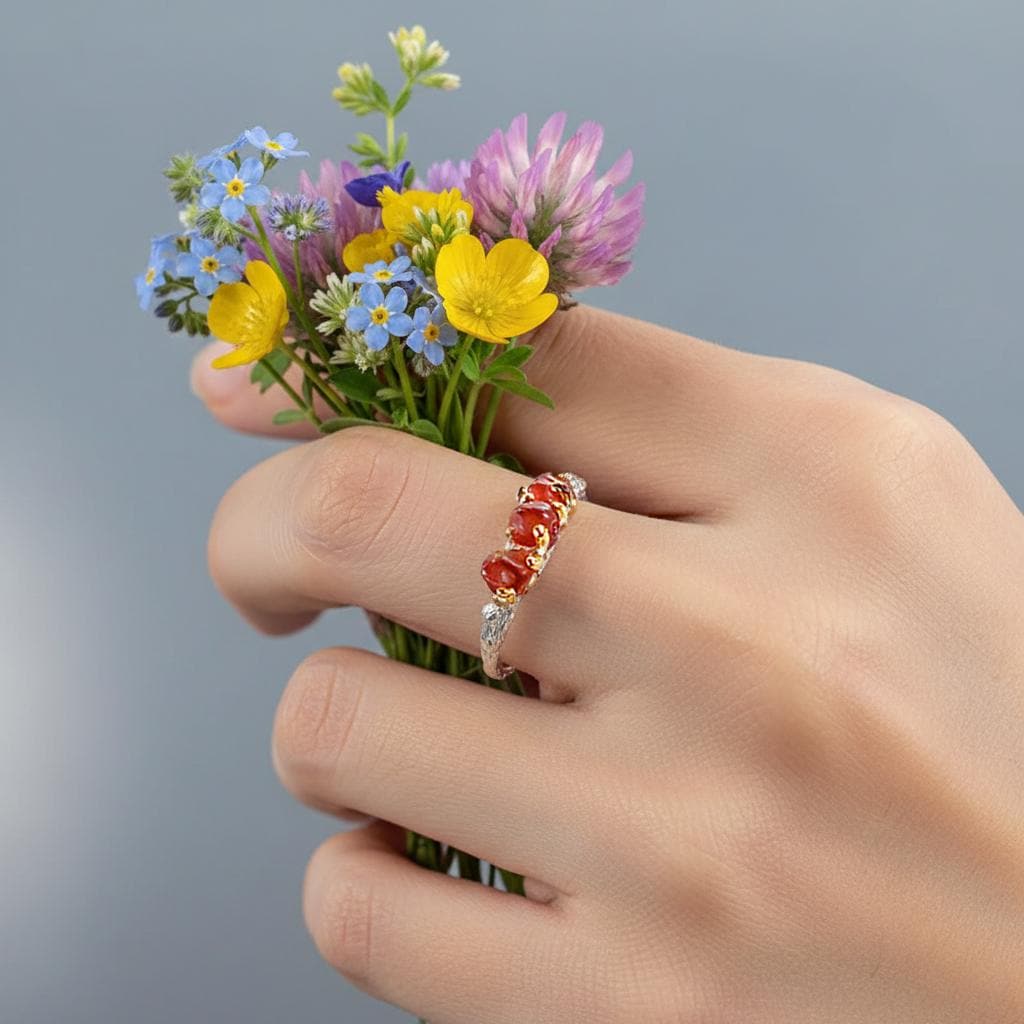 925 Sterling Silver Raw Spinel Ring, worn look