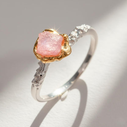 925 Sterling Silver Raw Ruby Ring, worn on hand
