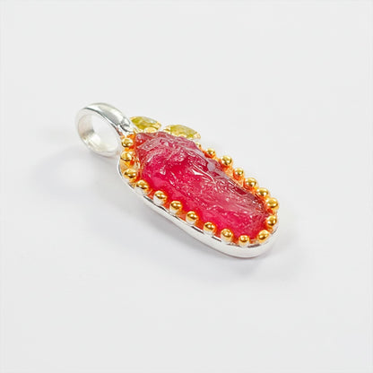 925 Sterling Silver Raw Ruby Necklace, additional angle