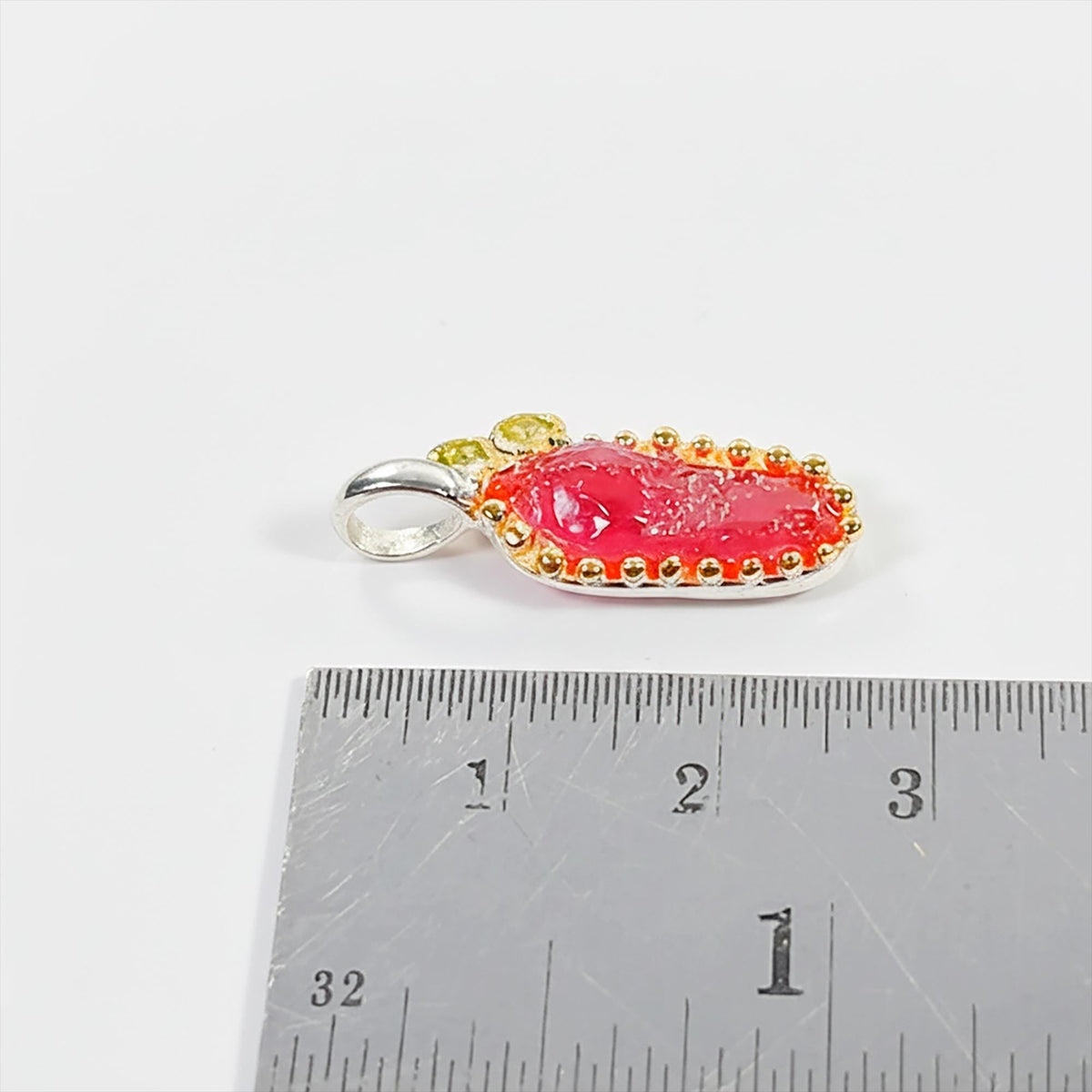 925 Sterling Silver Raw Ruby Necklace, chain detail
