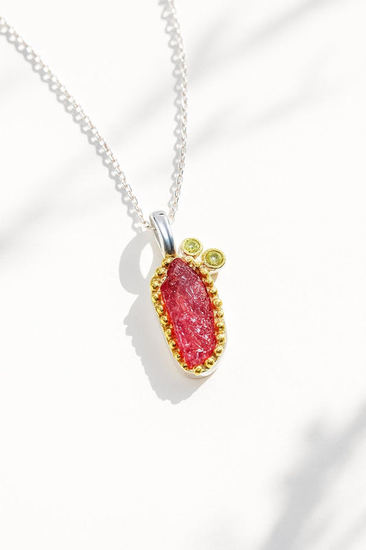 925 Sterling Silver Raw Ruby Necklace, main product image