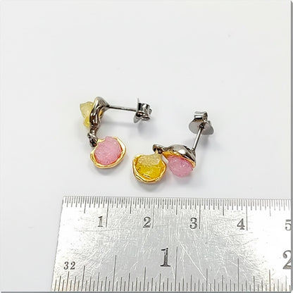 925 Sterling Silver Raw Ruby Peridot Earrings, stone or metal detail
