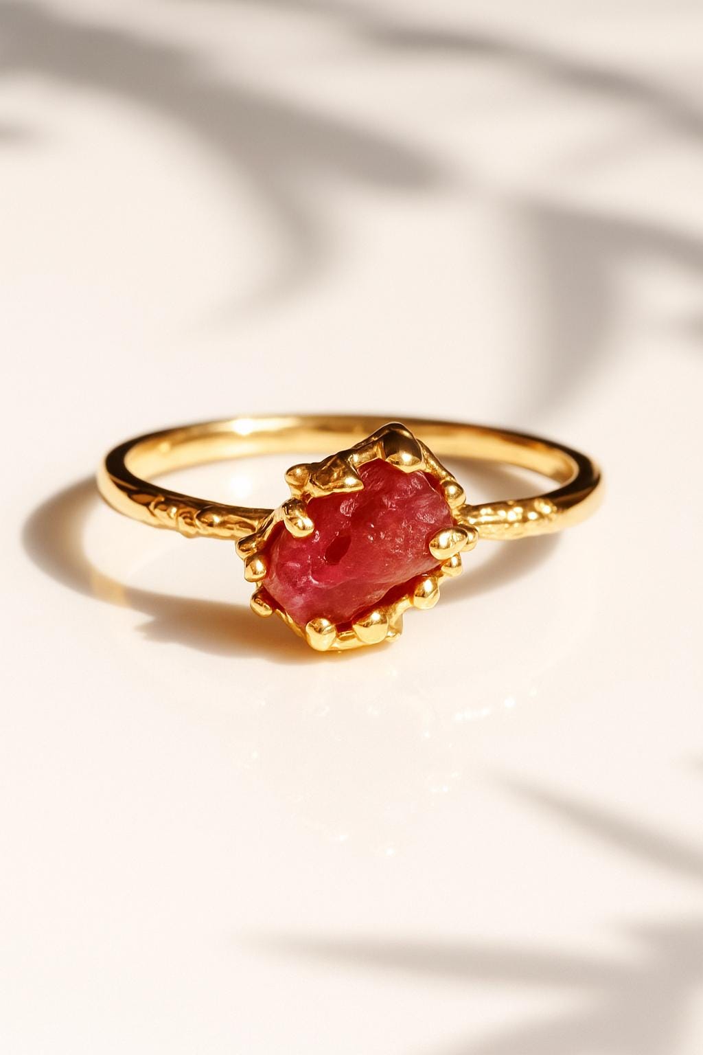 925 Sterling Silver Raw Ruby Ring, texture close-up