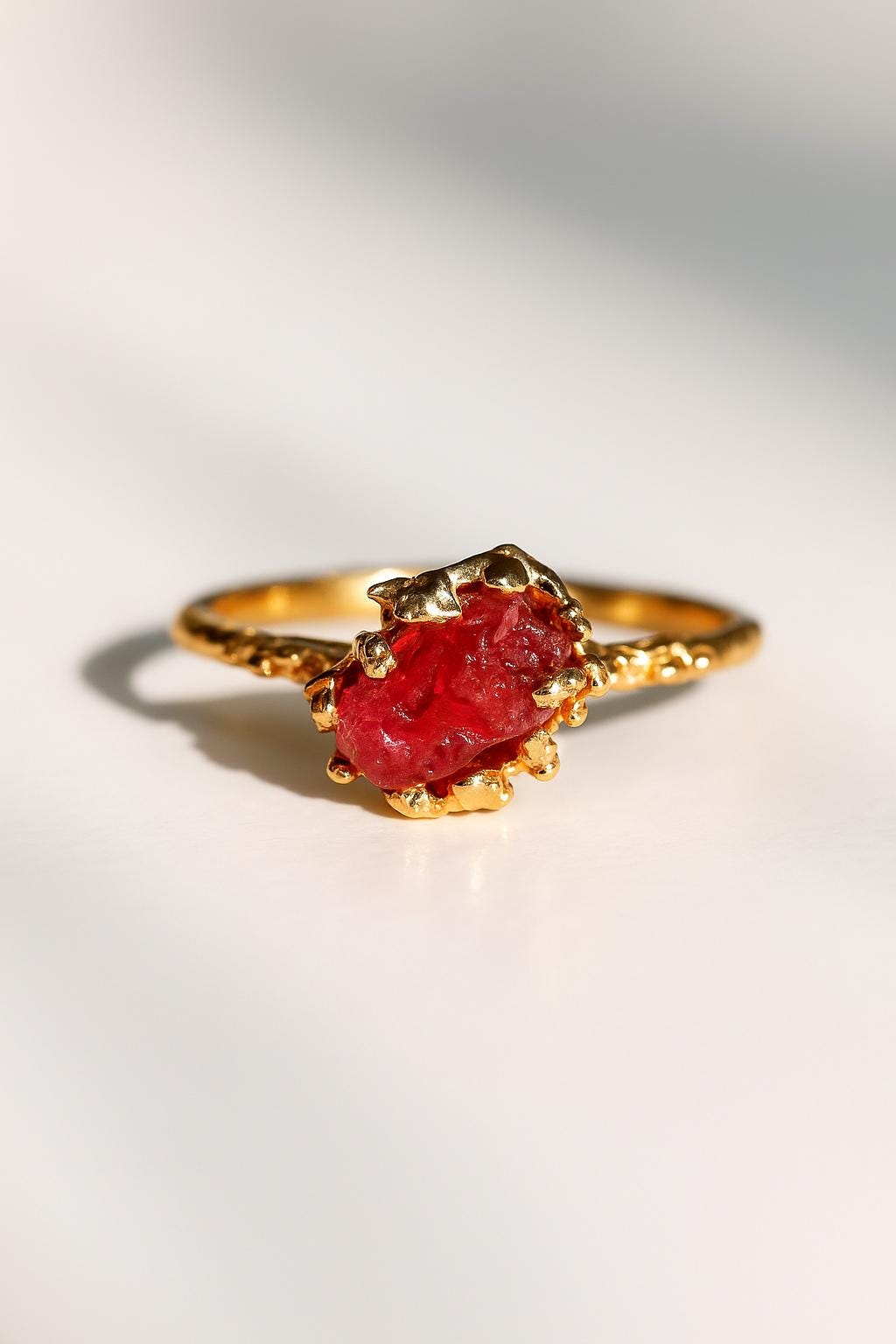 925 Sterling Silver Raw Ruby Ring, side view