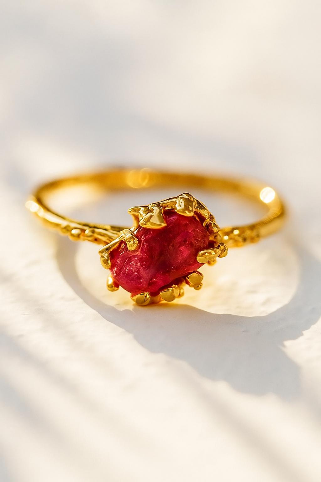 925 Sterling Silver Raw Ruby Ring, band detail