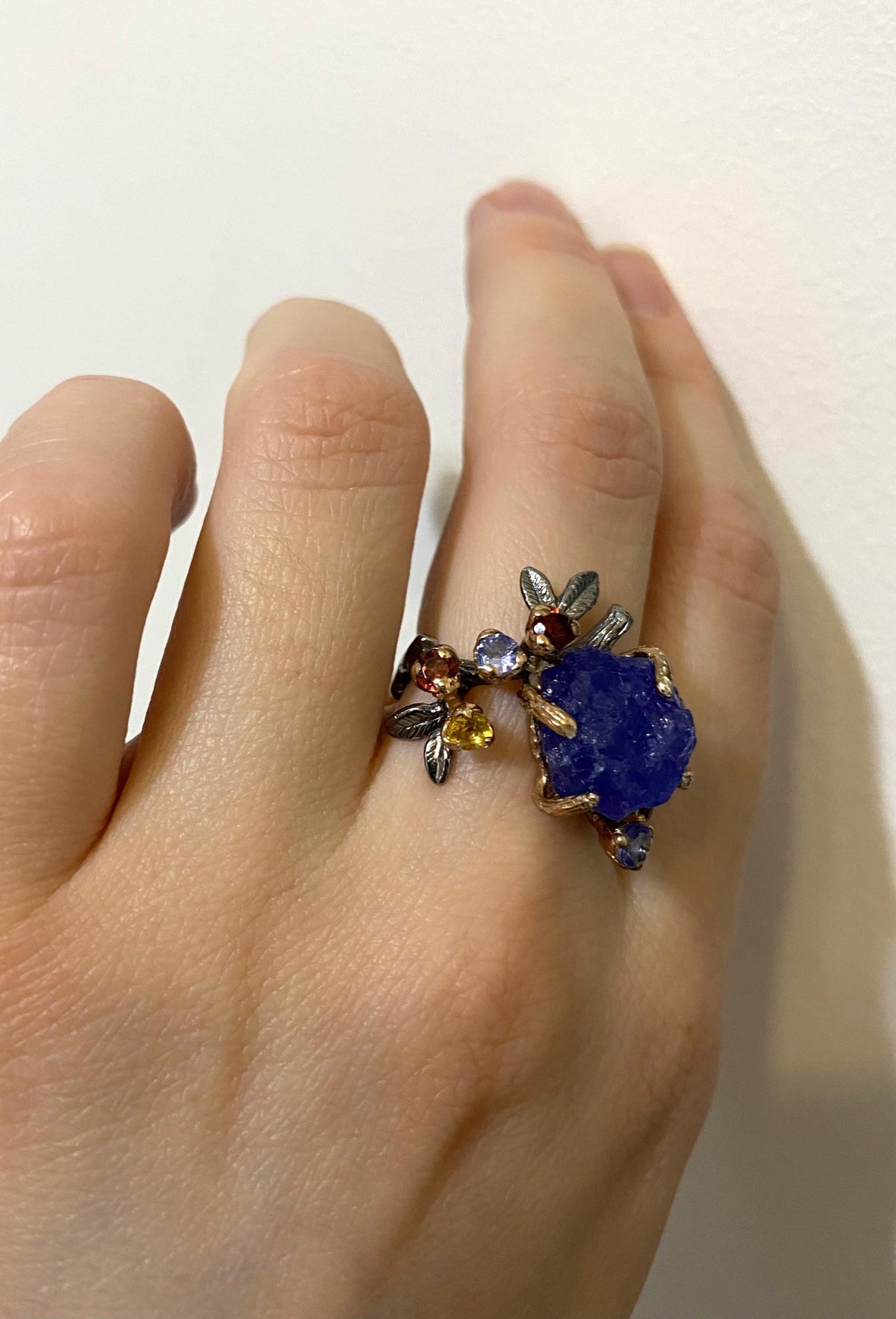 925 Sterling Silver Raw Tanzanite Ring, additional angle