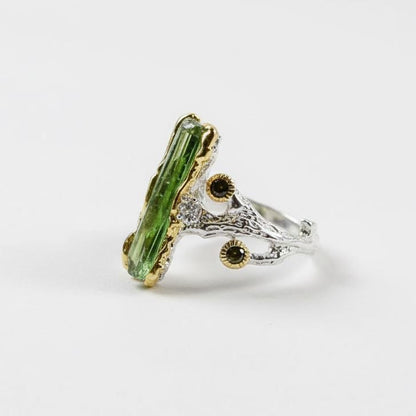925 Sterling Silver Raw Tourmaline Ring, additional angle