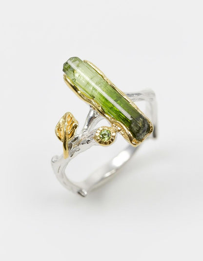 925 Sterling Silver Raw Tourmaline Ring, additional angle