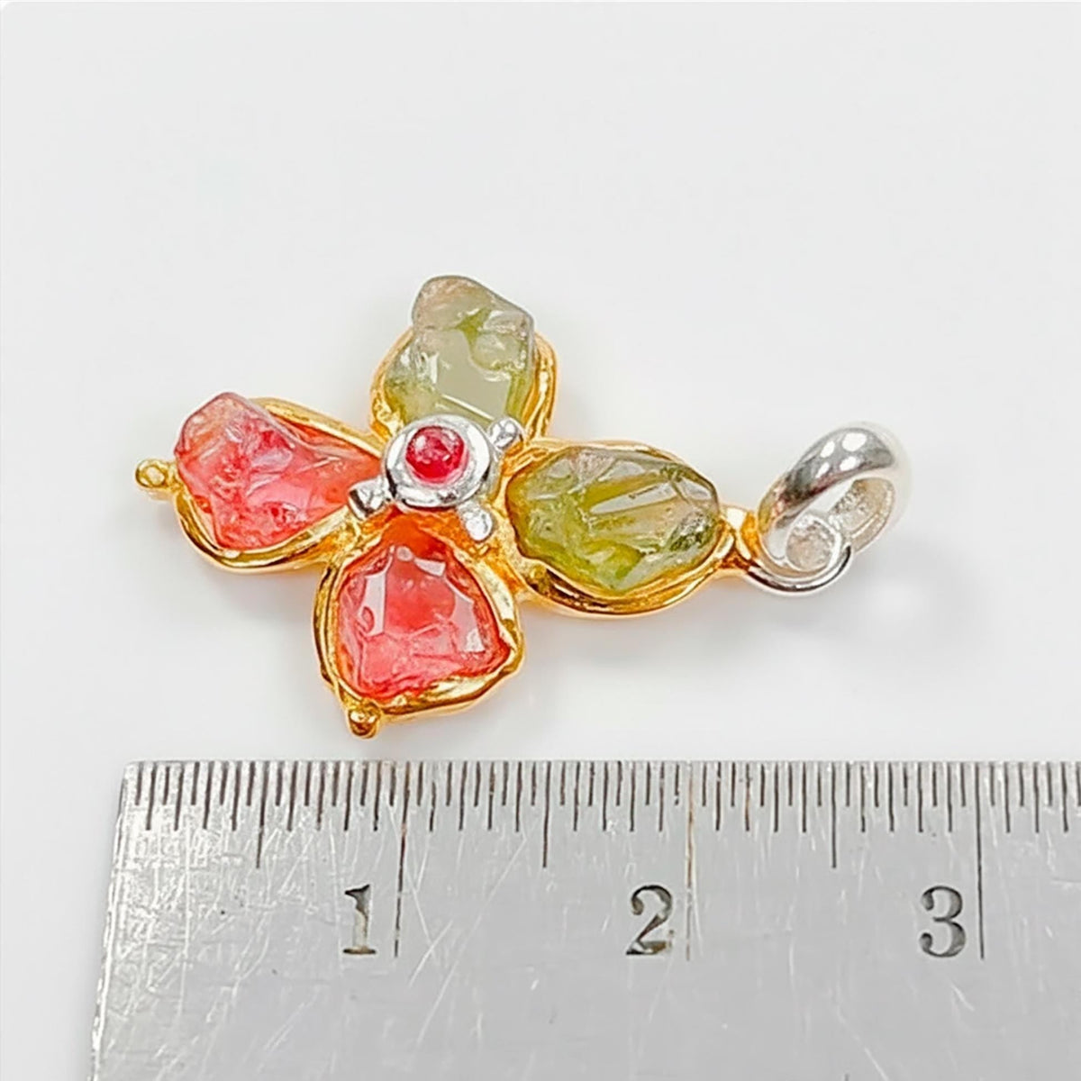 925 Sterling Silver Raw Tourmaline Necklace, worn view