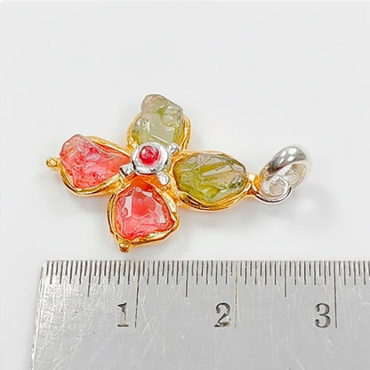 925 Sterling Silver Raw Tourmaline Necklace, worn view