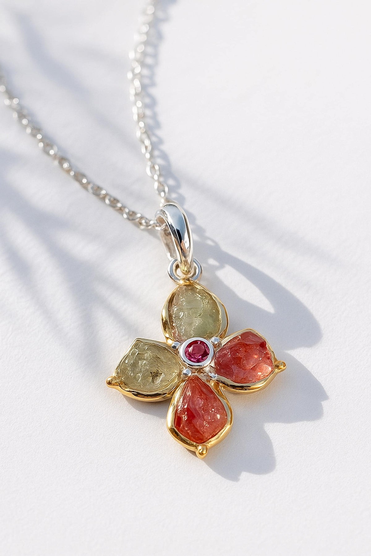 925 Sterling Silver Raw Tourmaline Necklace, main product image