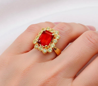 925 Sterling Silver Red Garnet Ring, close-up detail