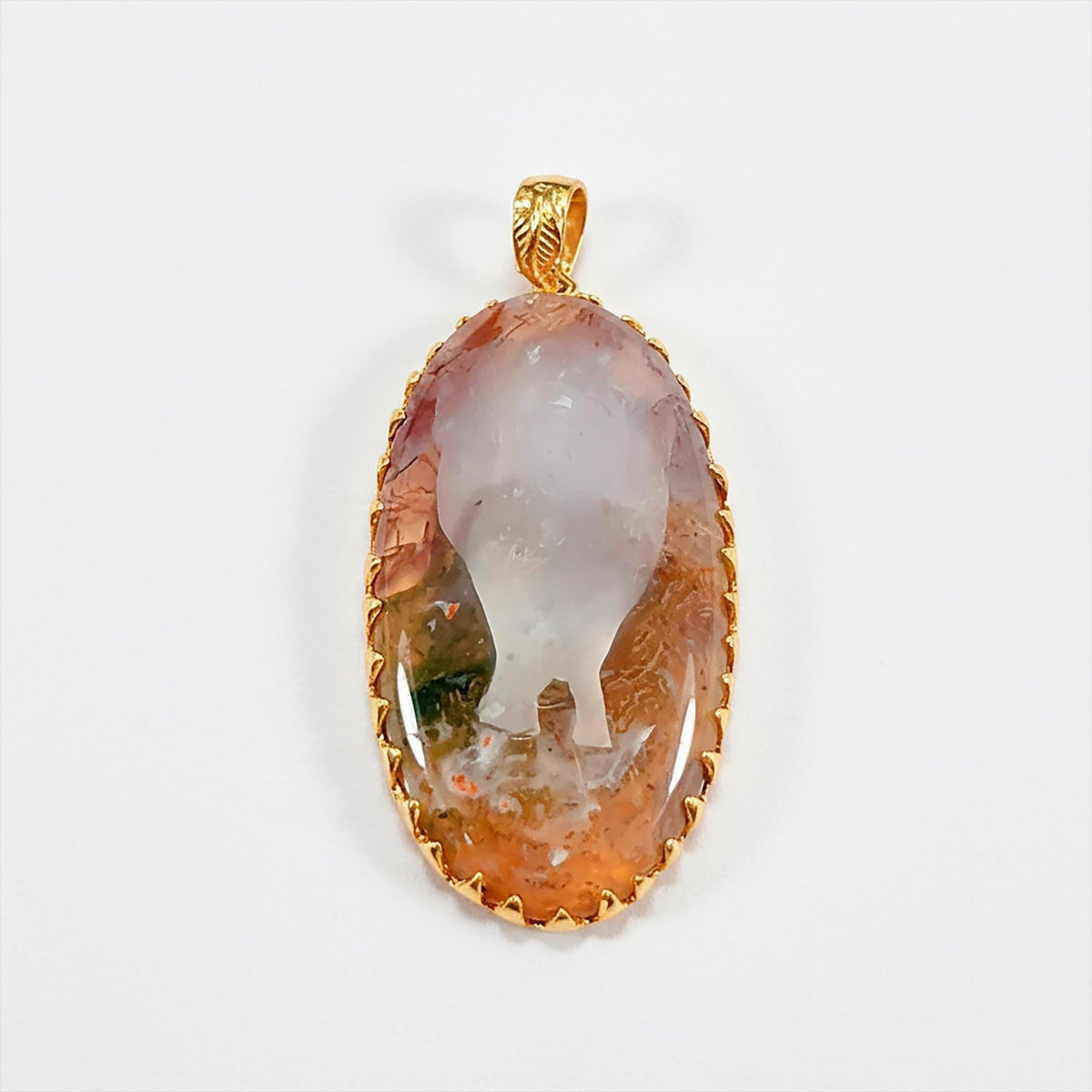 925 Sterling Silver Red Moss Agate Necklace, additional angle