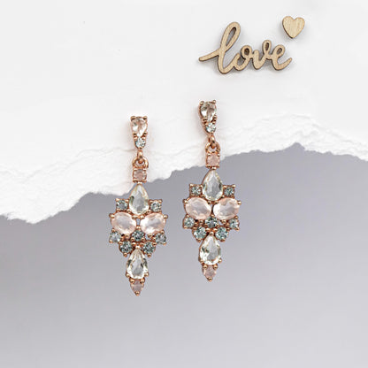 925 Sterling Silver Rose Quartz Earrings, close-up detail