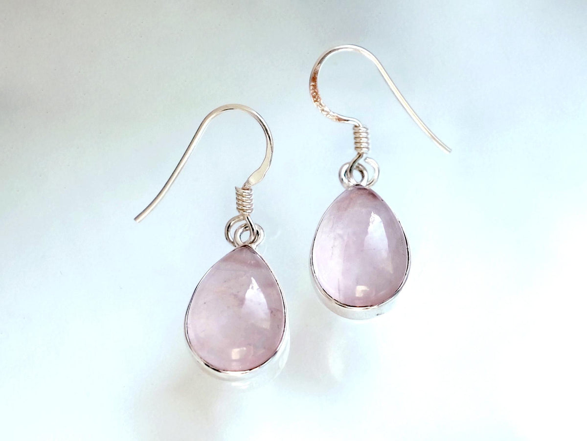 925 Sterling Silver Rose Quartz Earrings, stone or metal detail