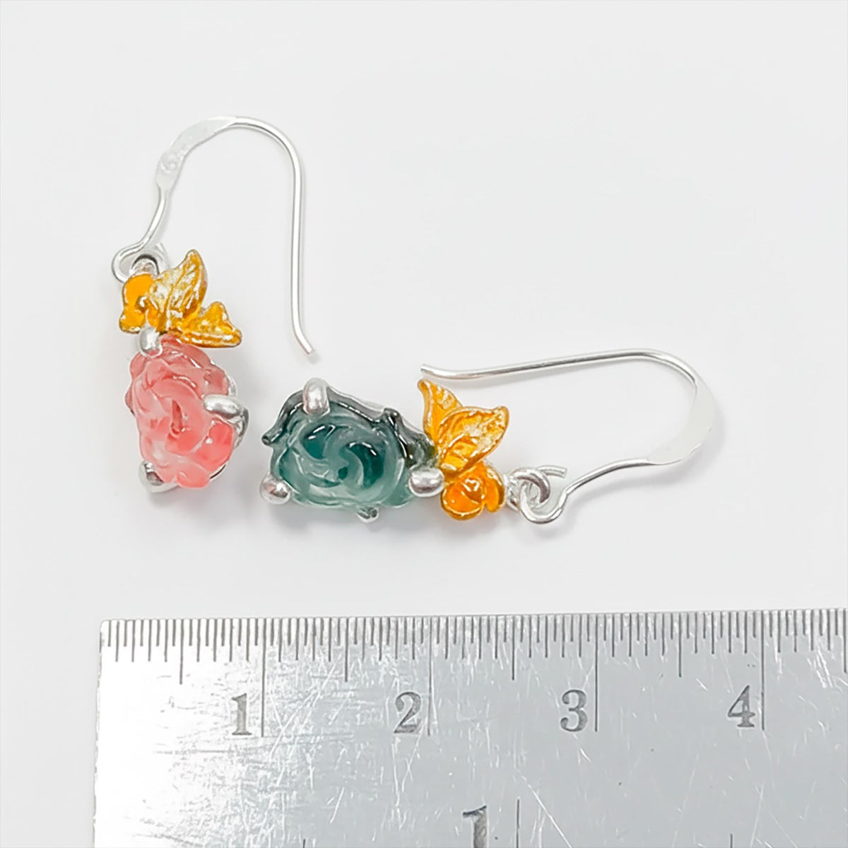 925 Sterling Silver Tourmaline Earrings, worn view