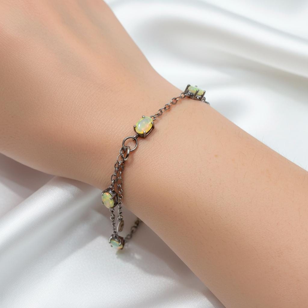 925 Sterling Silver Ruby Heart Bracelet, alternate angle