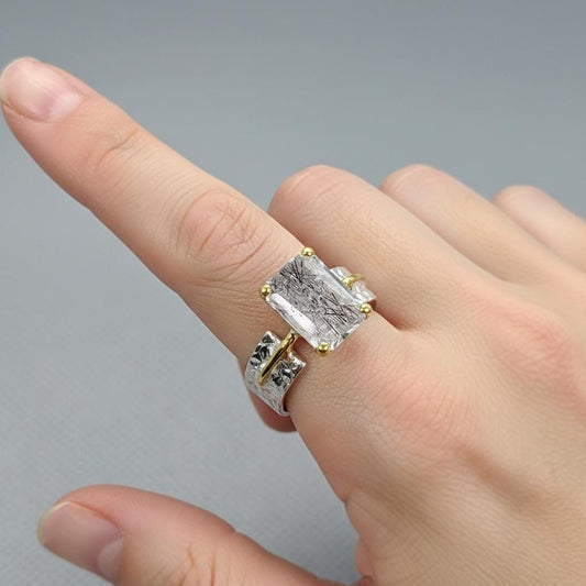 925 Sterling Silver Rutilated Quartz Ring, alternate angle