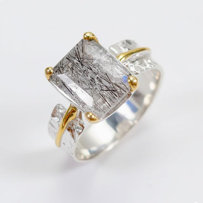 925 Sterling Silver Rutilated Quartz Ring, side view