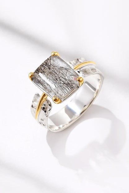 925 Sterling Silver Rutilated Quartz Ring, additional angle