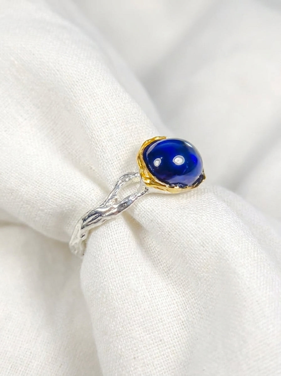 925 Sterling Silver Sapphire Dainty Ring, side view