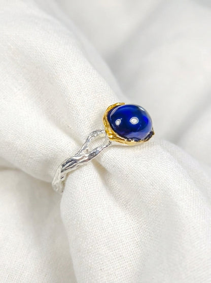 925 Sterling Silver Sapphire Dainty Ring, side view