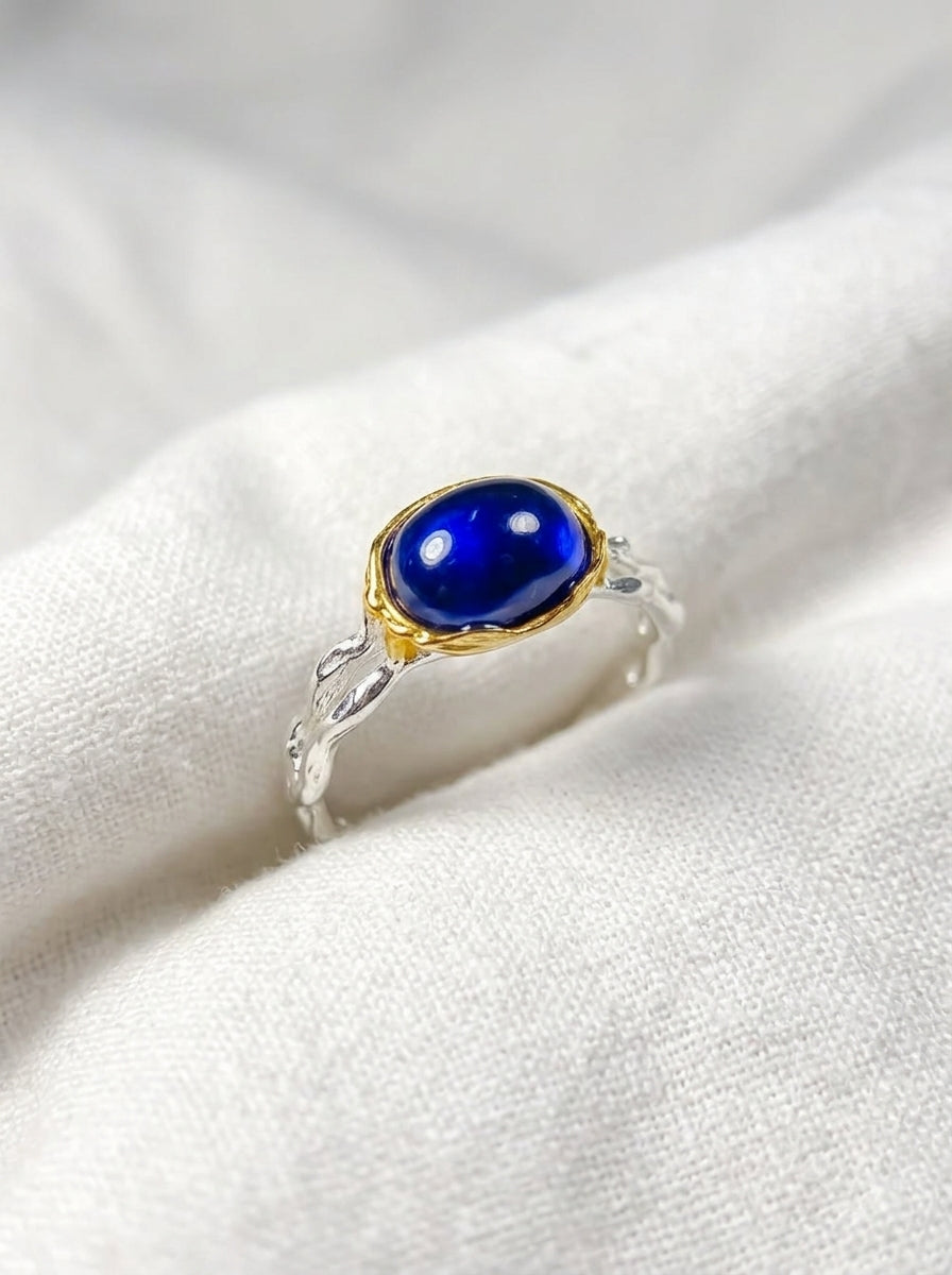 925 Sterling Silver Sapphire Dainty Ring, additional angle