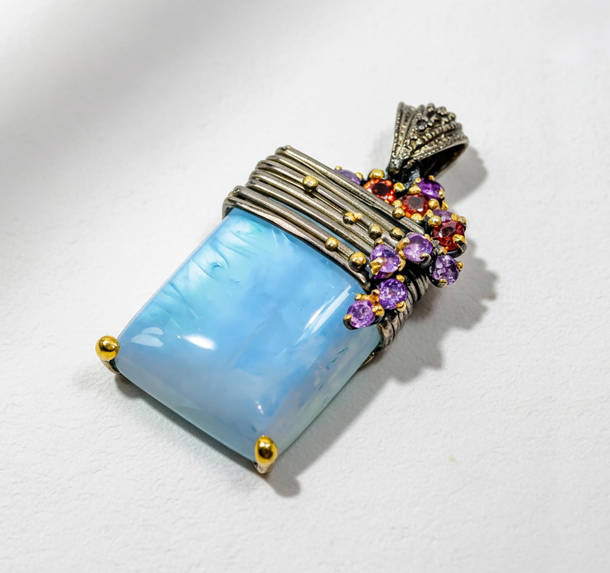 925 Sterling Silver Moonstone Necklace, pendant detail