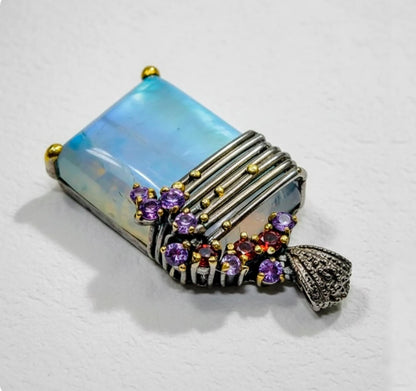 925 Sterling Silver Moonstone Necklace, additional angle