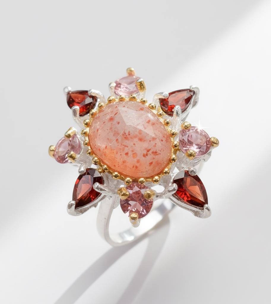 925 Sterling Silver Sunstone Ring, alternate angle, image 11
