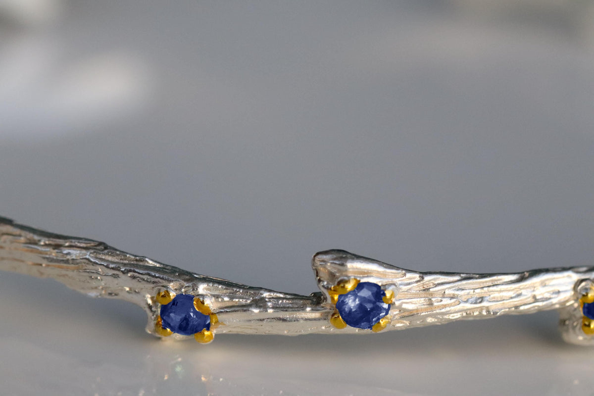 925 Sterling Silver Tanzanite Cuff Bracelet, side detail