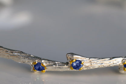 925 Sterling Silver Tanzanite Cuff Bracelet, side detail
