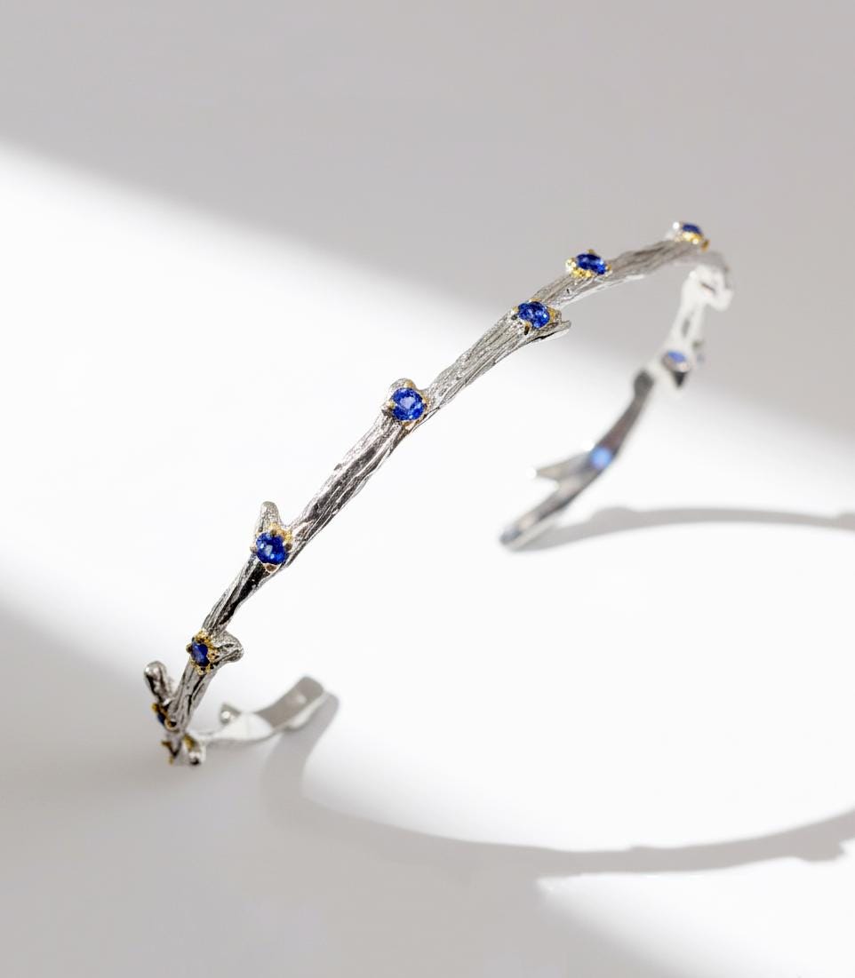 925 Sterling Silver Tanzanite Cuff Bracelet, alternate angle, image 11