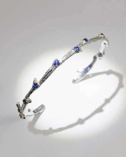 925 Sterling Silver Tanzanite Cuff Bracelet, close-up detail, image 12