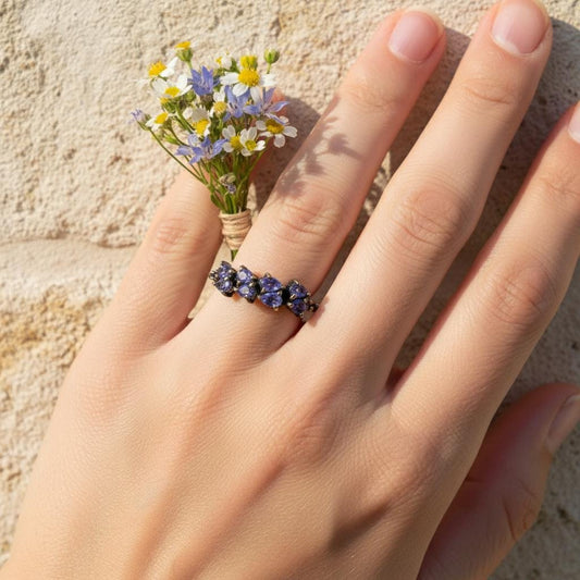 925 Sterling Silver Blue Tanzanite Ring, alternate angle