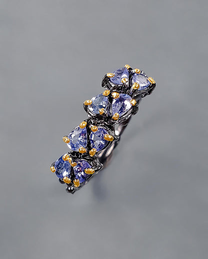 925 Sterling Silver Blue Tanzanite Ring, additional angle