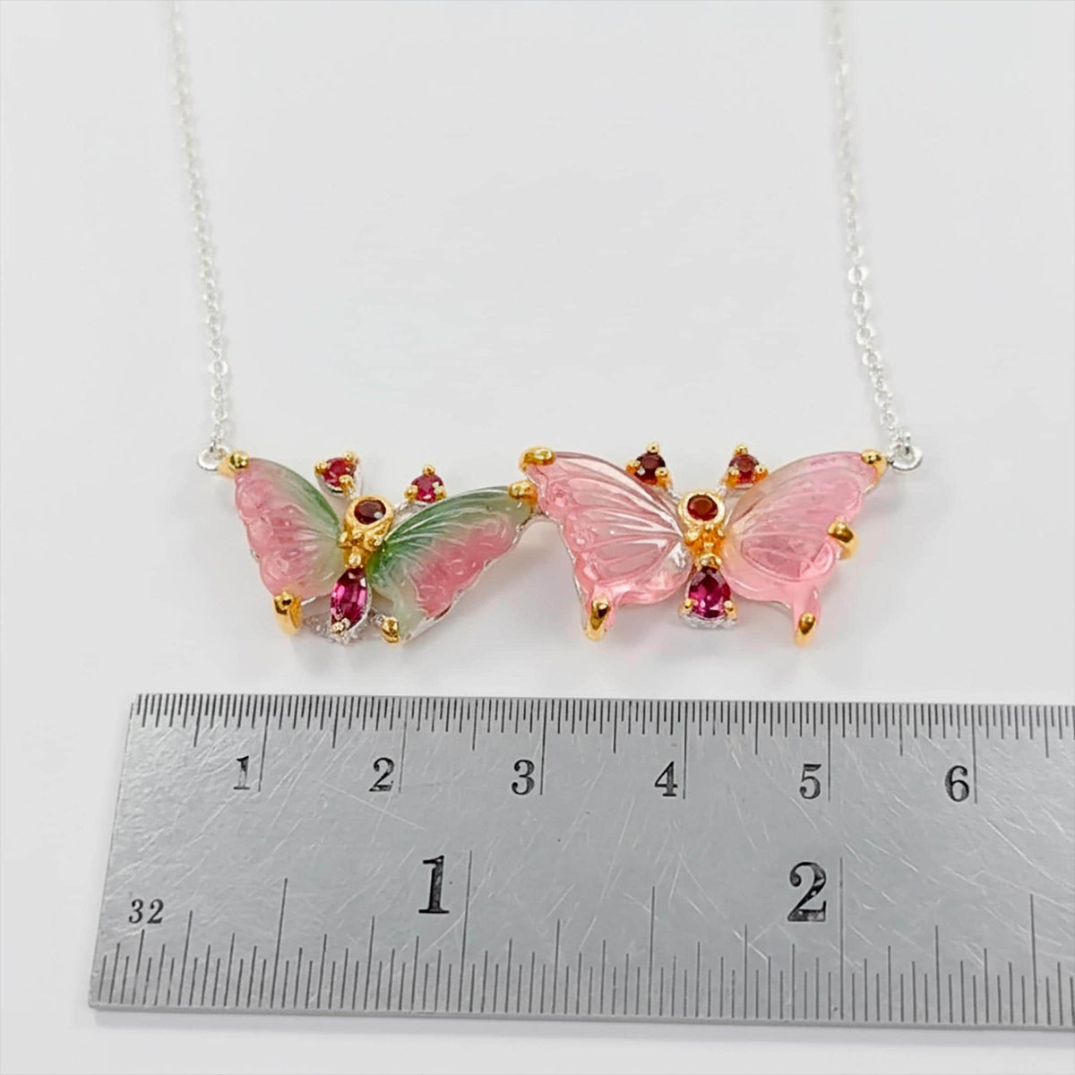 925 Sterling Silver Tourmaline Necklace, chain detail