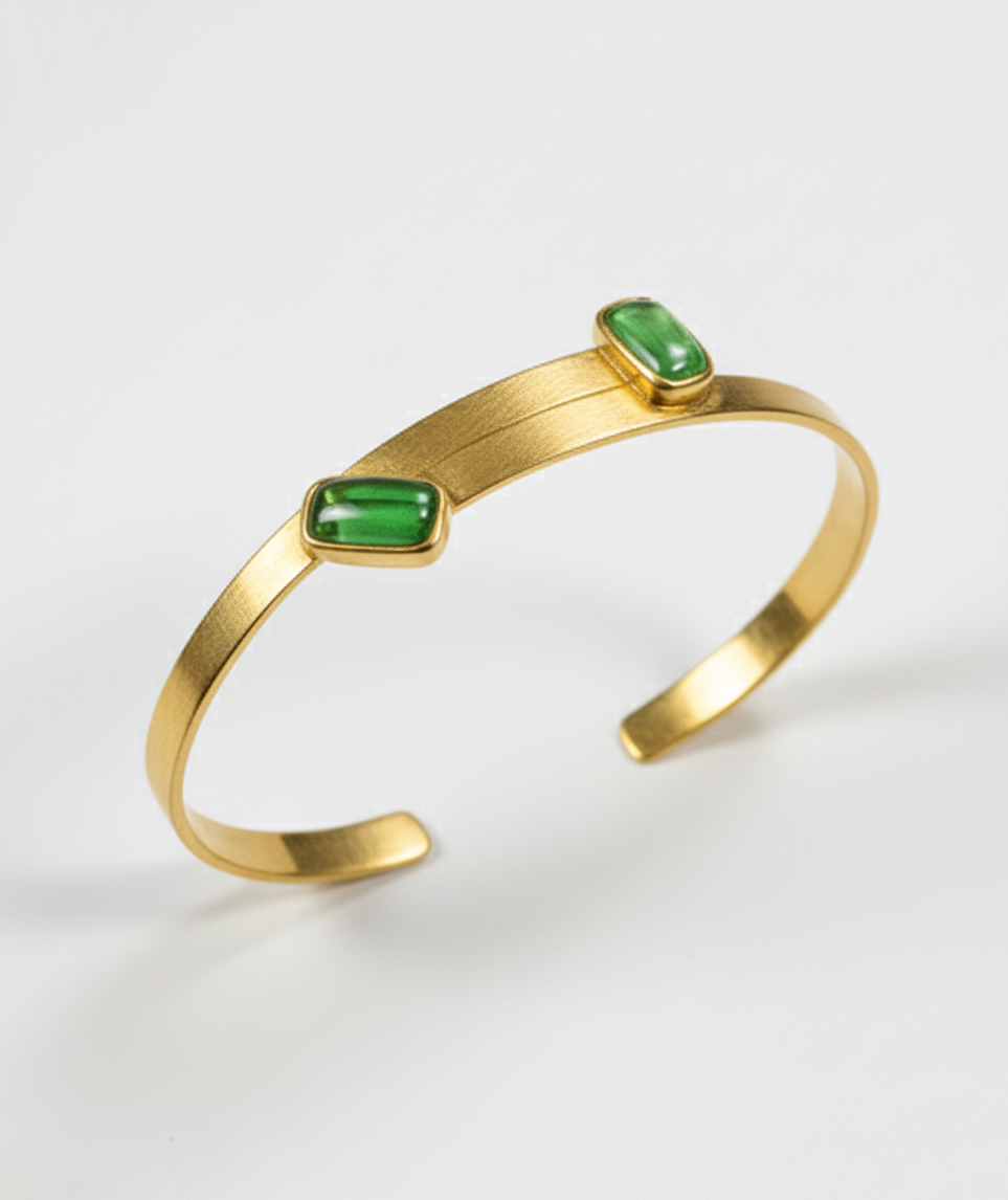 925 Sterling Silver Tourmaline Cuff Bracelet, worn on wrist