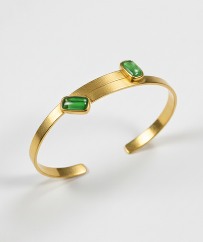 925 Sterling Silver Tourmaline Cuff Bracelet, worn on wrist