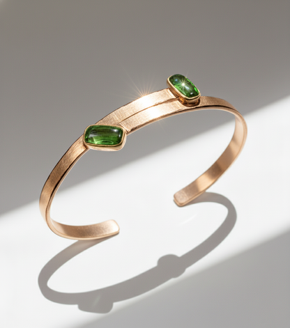 925 Sterling Silver Tourmaline Cuff Bracelet, link or setting detail
