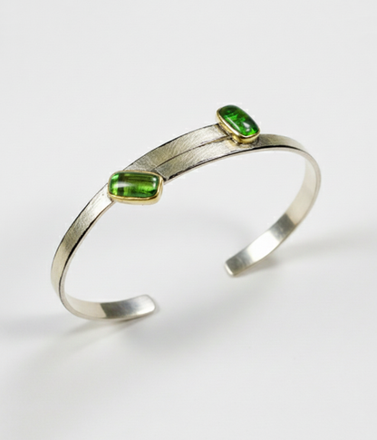 925 Sterling Silver Tourmaline Cuff Bracelet, additional angle