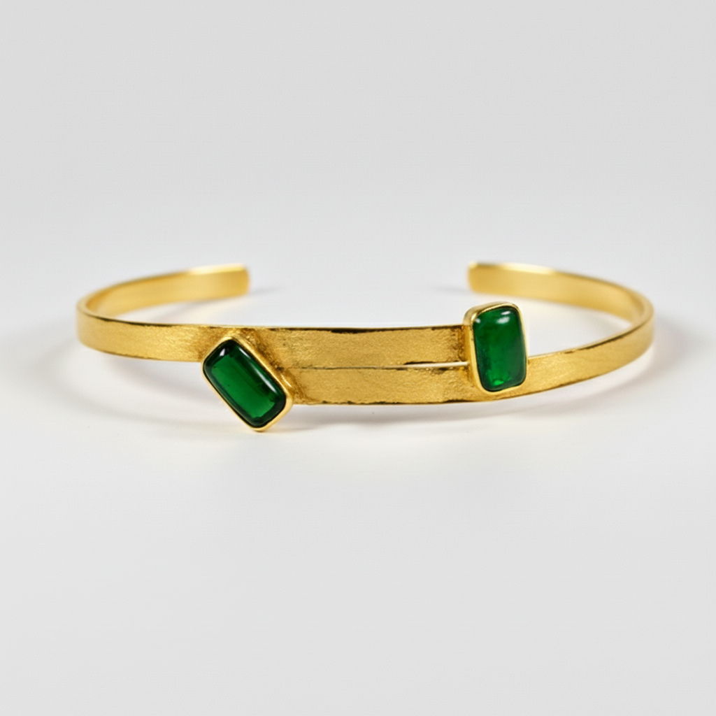 925 Sterling Silver Tourmaline Cuff Bracelet, wrist styling view