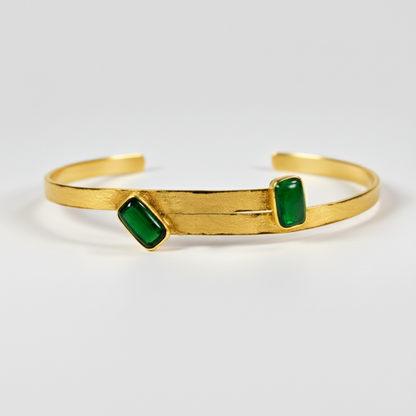 925 Sterling Silver Tourmaline Cuff Bracelet, wrist styling view