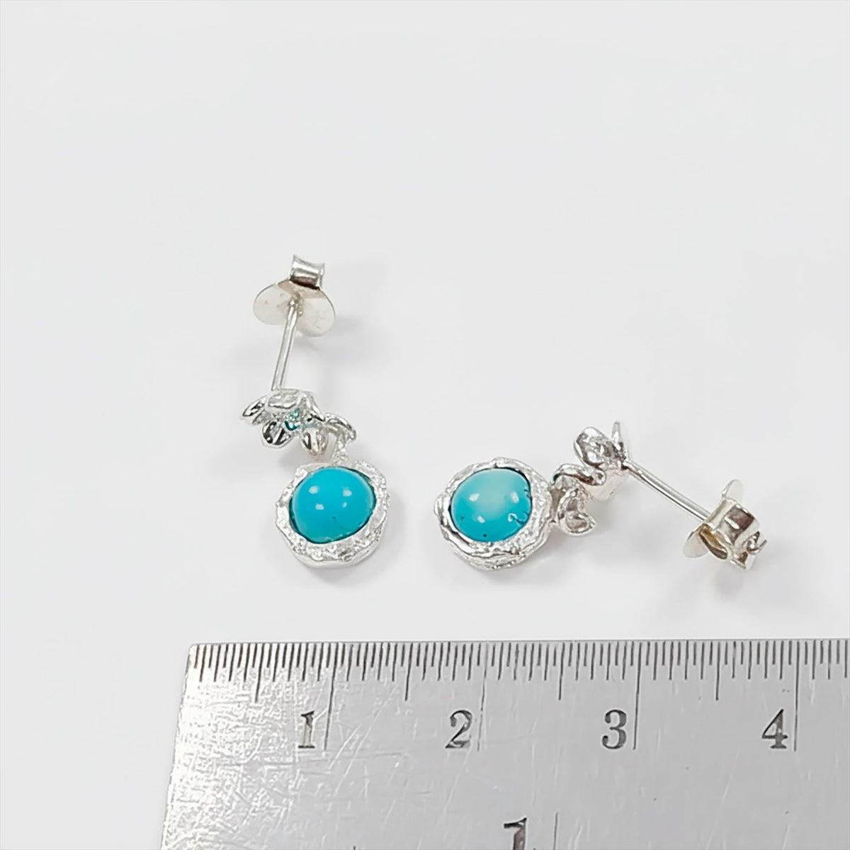 925 Sterling Silver Turquoise Earrings, side angle