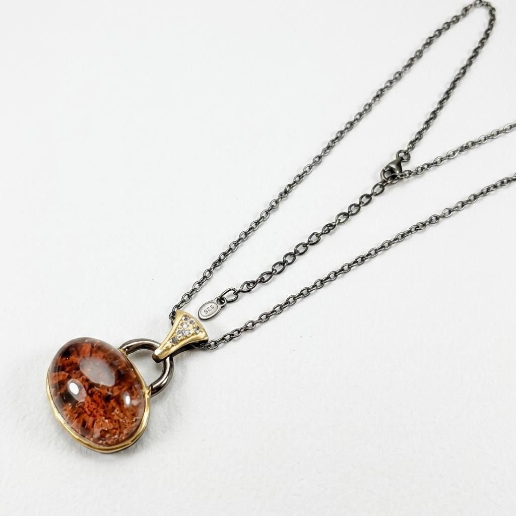 925 silver Ghost Quartz gemstone necklace