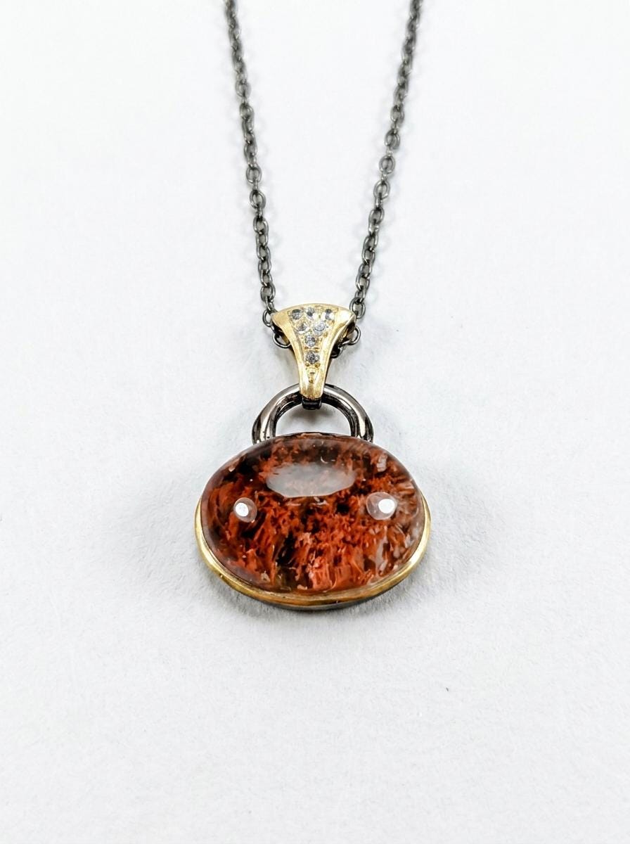 925 silver Ghost Quartz gemstone necklace