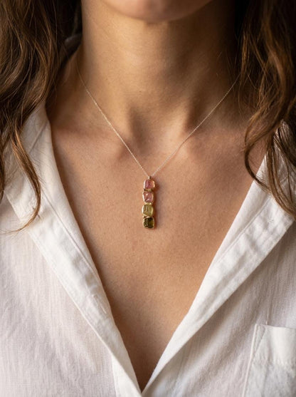 925 silver raw tourmaline necklace