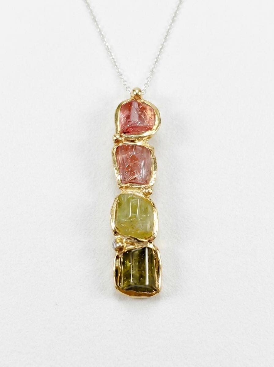 925 silver raw tourmaline necklace